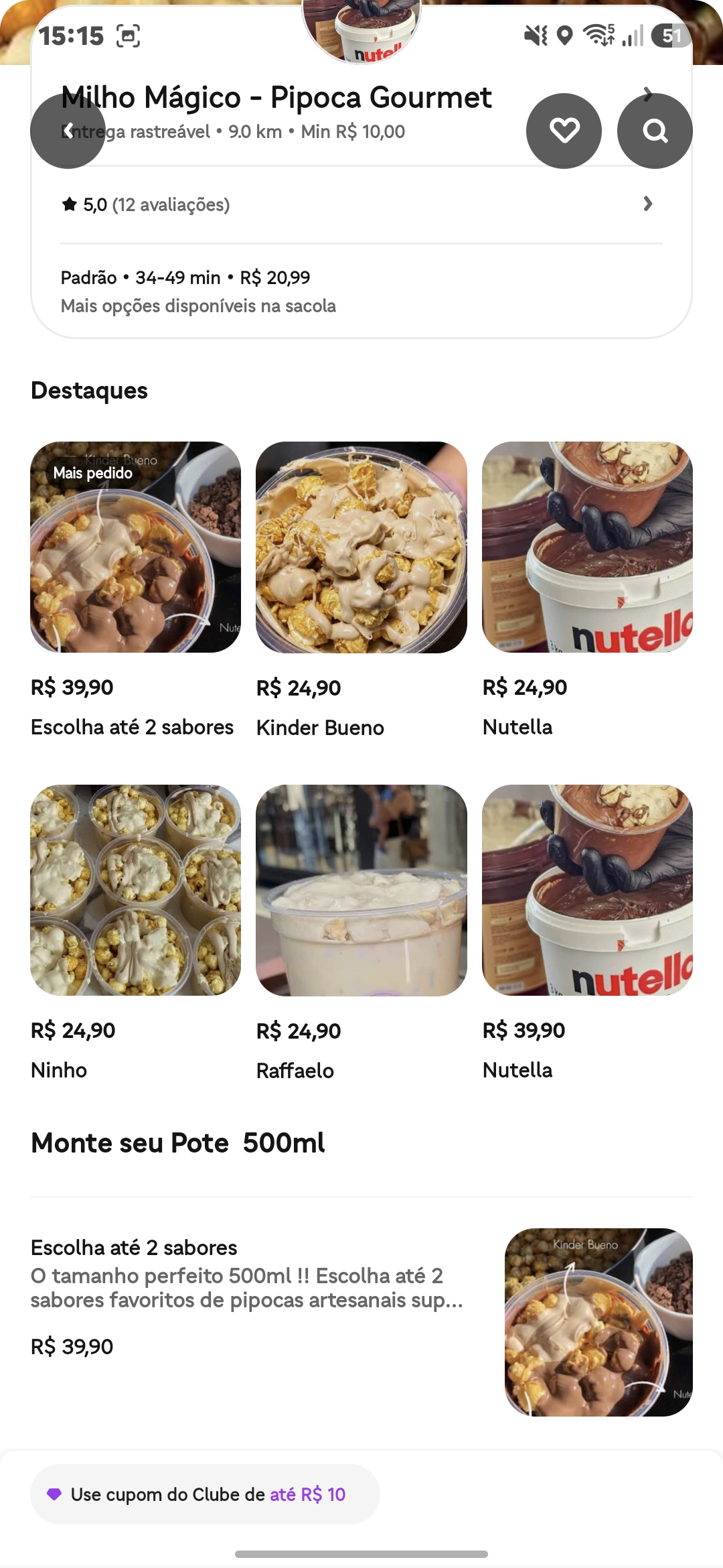 Pipoca gourmet Kinder Bueno da Milho Mágico